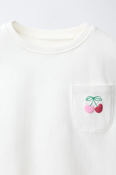 T-SHIRT POCHE BRODÉE - Blanc de Zara - Image 2