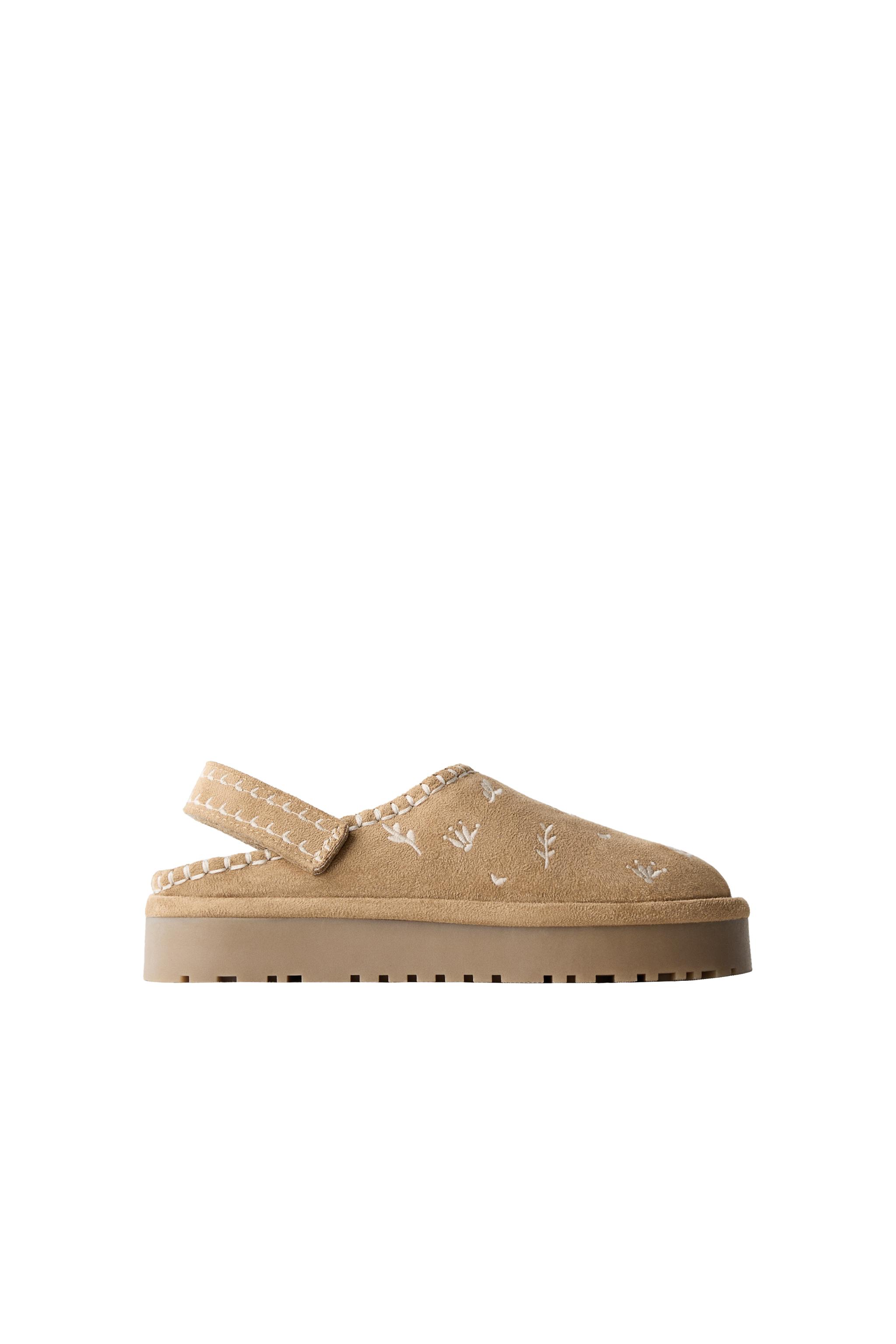 EMBROIDERED SHEEPSKIN CLOGS - Brown | ZARA South Africa