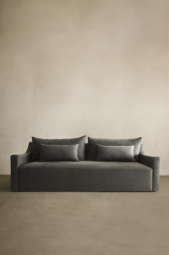 Zara WASHED LINEN COUCH - Dark gray - Image 0