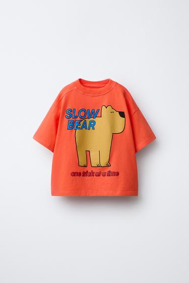 Zara BEAR PRINT T-SHIRT - Orange