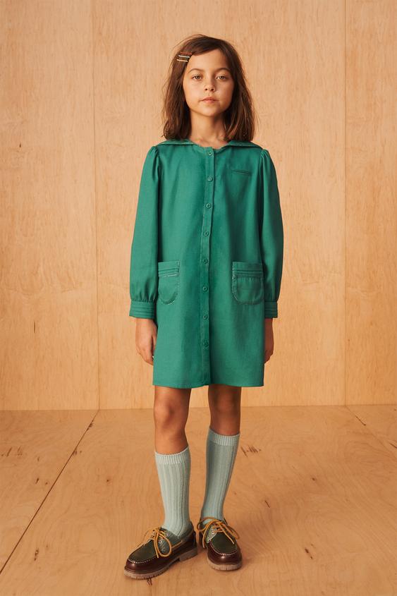 VESTIDO CUELLO MARINERO BRILLO LIMITED EDITION - Verde de Zara - Imagen 0