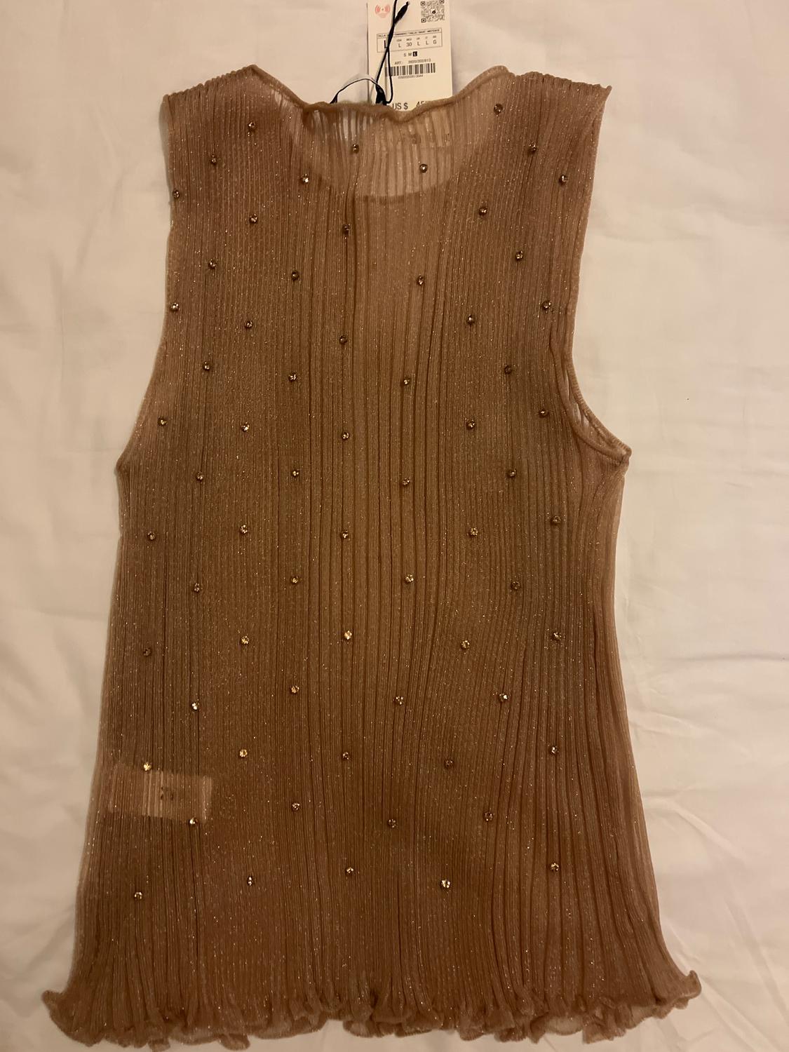 SEMI-SHEER KNIT TOP WITH RHINESTONE BEADS - Image 4