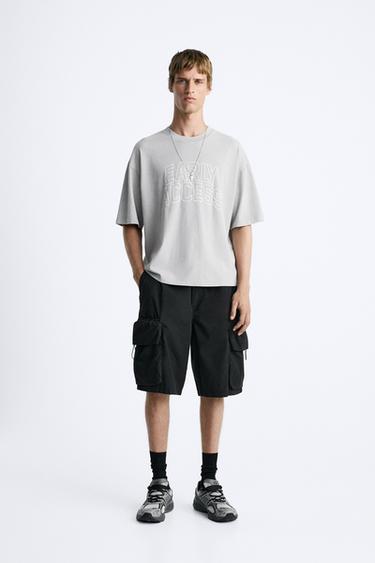 BERMUDA CARGO DÉLAVÉ - Noir de Zara - Image 0