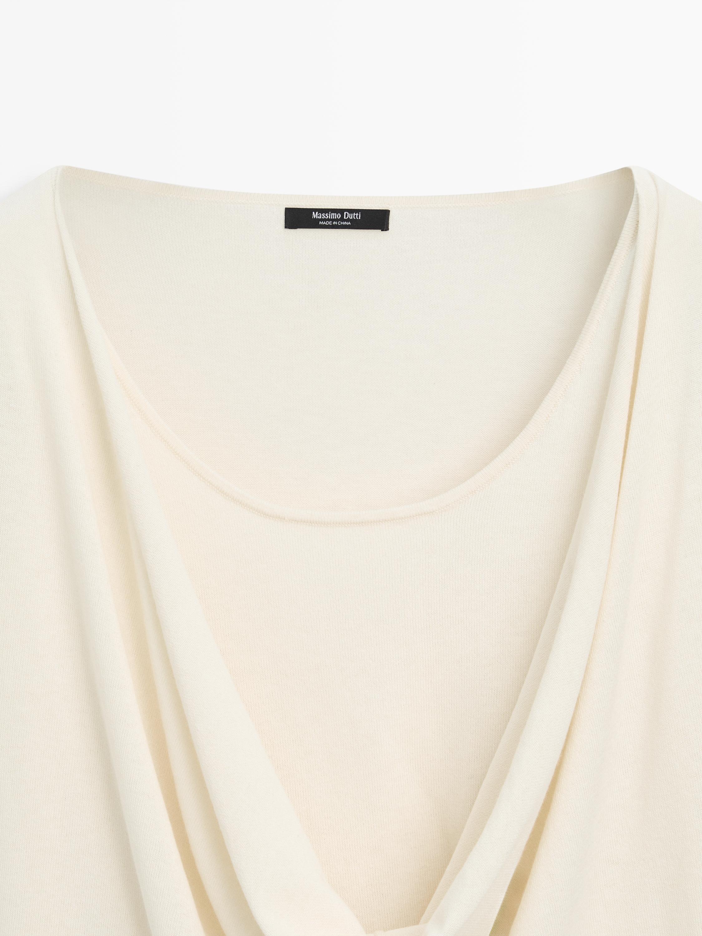 Pull en coton à encolure drapée