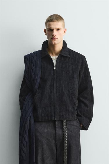 Zara 抽象緹花外套 - 藍色