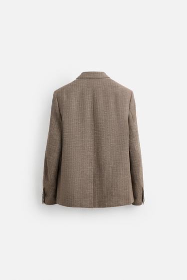 BLAZER COSTUME STRUCTURÉ RAYURES - marron-vison de Zara - Image 8