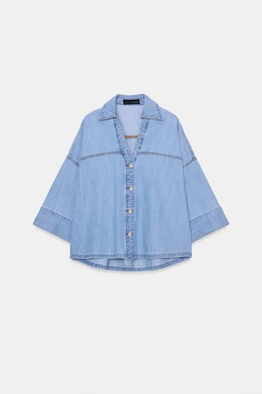 Z1975 WIDE SLEEVE DENIM SHIRT - Mid-blue by Zara