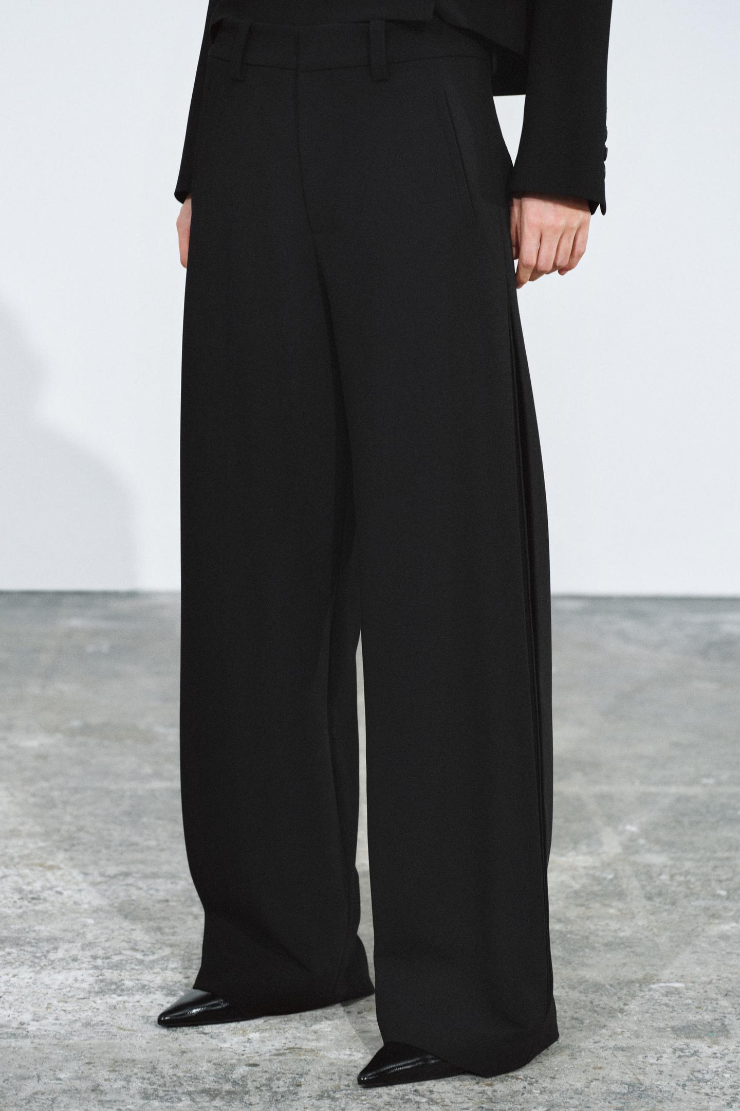 Женские брюки Zara Side Pleated ZW Collection, цвет: Чёрный — фото 4