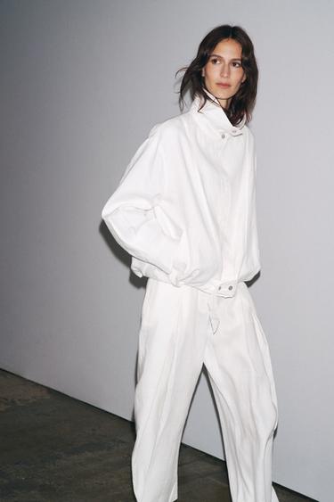 BOMBER 100 % LIN ZW COLLECTION - Blanc de Zara - Image 1
