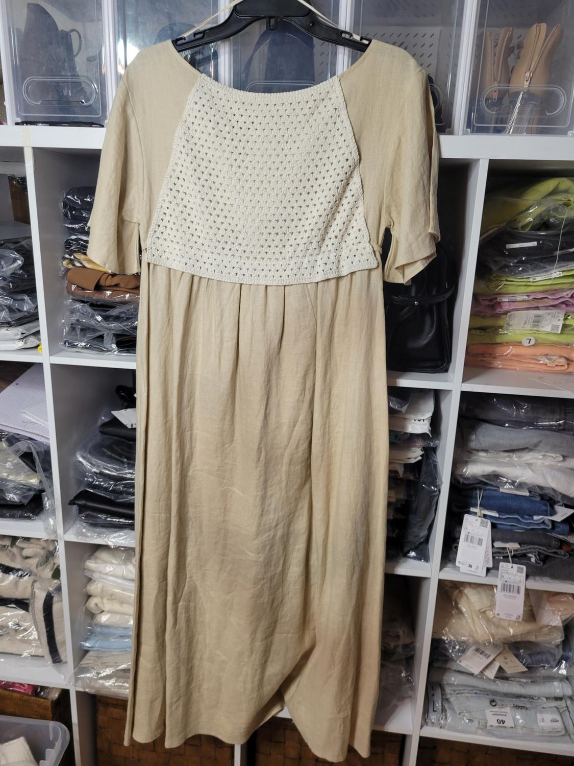 MIXED LINEN BLEND KNIT DRESS