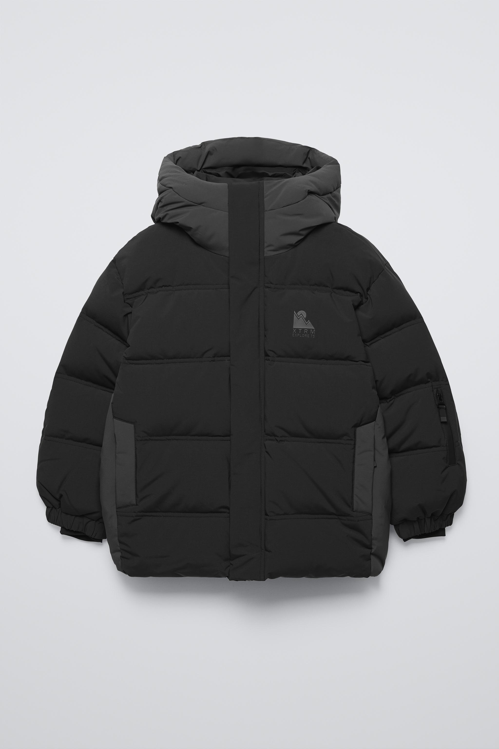 Zara Recco System Windproof and Water Repellent Down Jacket Ski Collection Black Kids