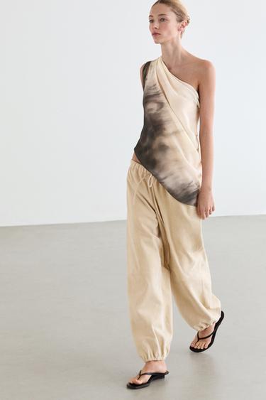 Zara Asymmetric draped top - Blue / Gray