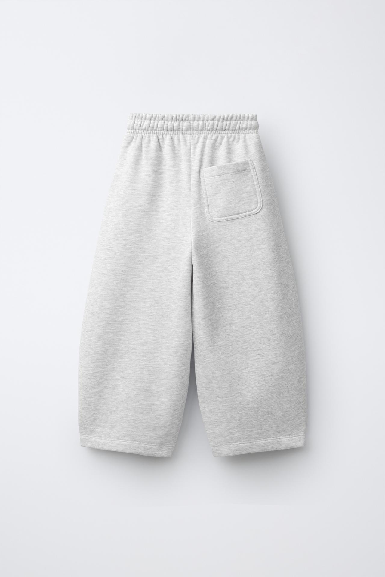 TEXT BARREL SWEATPANTS — Gray marl