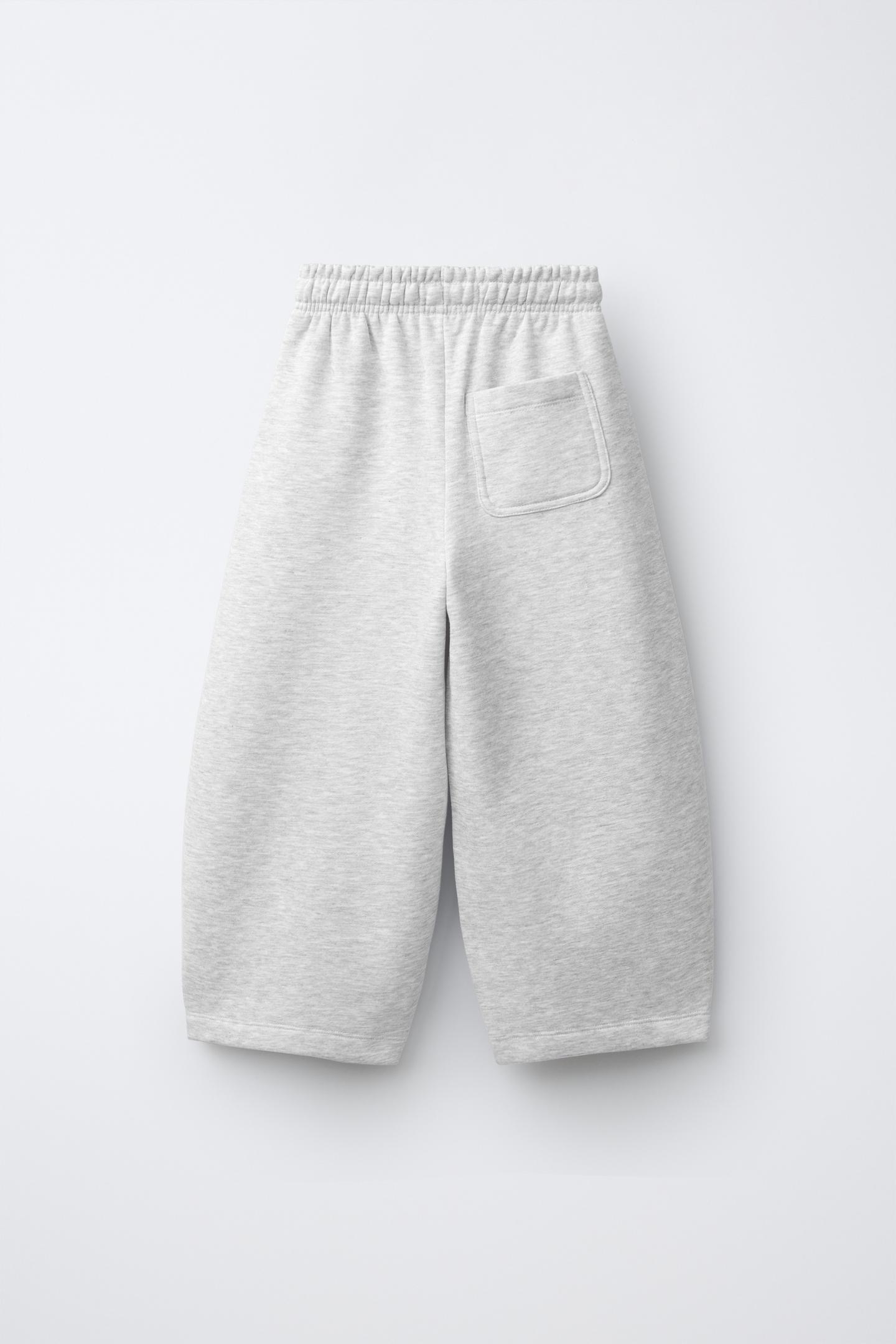 Детские брюки Zara Text Barrel Sweatpants, цвет: Серый меланжевый — фото 3