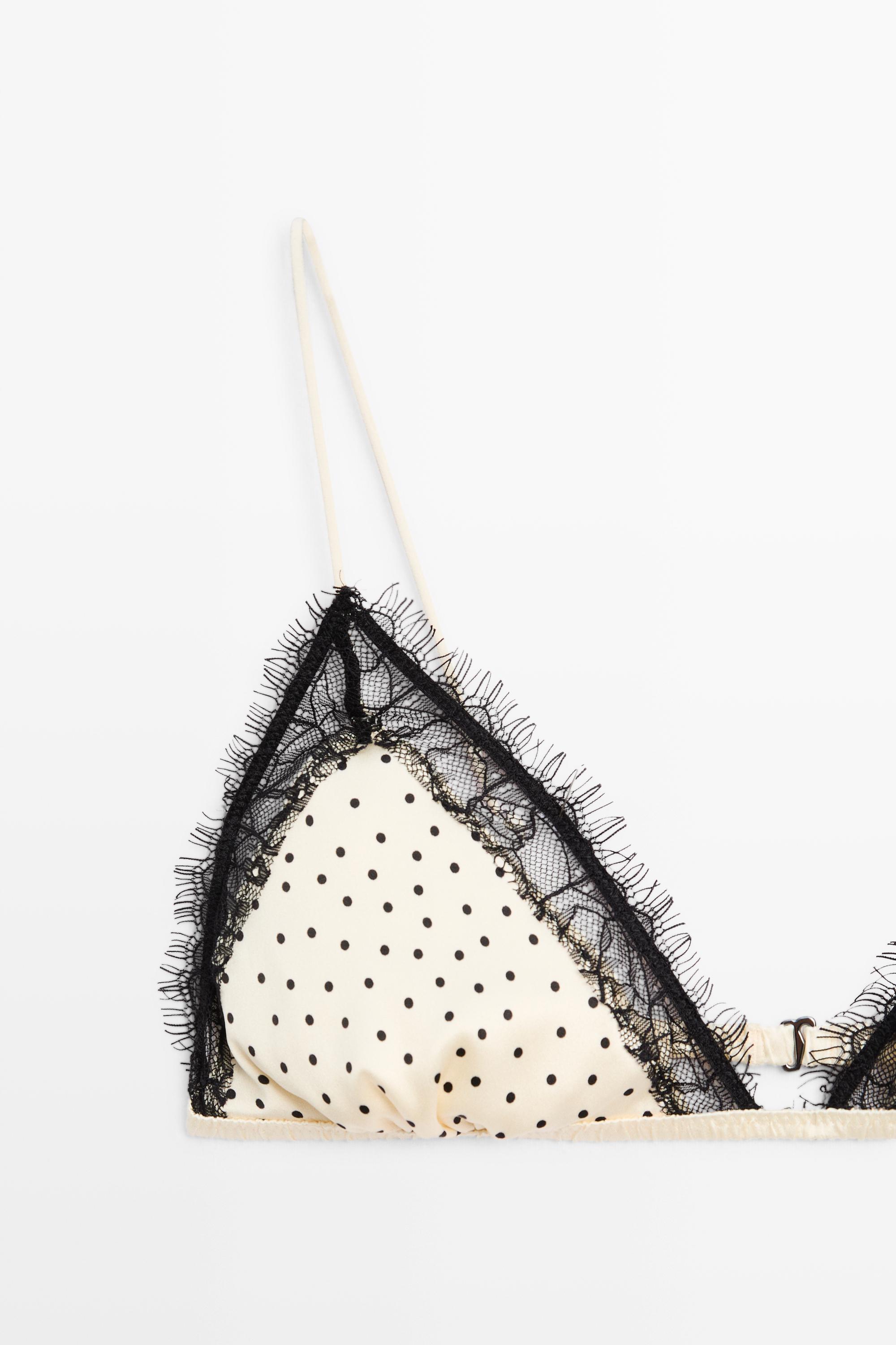 Soutien-gorge triangle en soie à pois