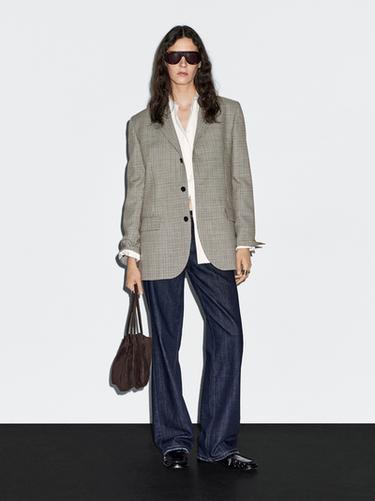 Americana pata de gallo 100% lana - crudo/kaki de Zara