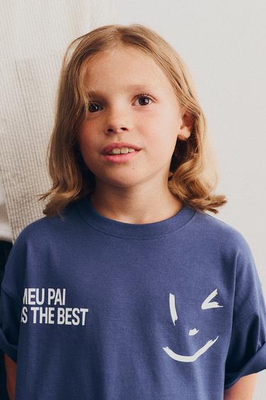 CAMISETA COM ESTAMPA DE MENSAGEM - Azul-marinho da Zara