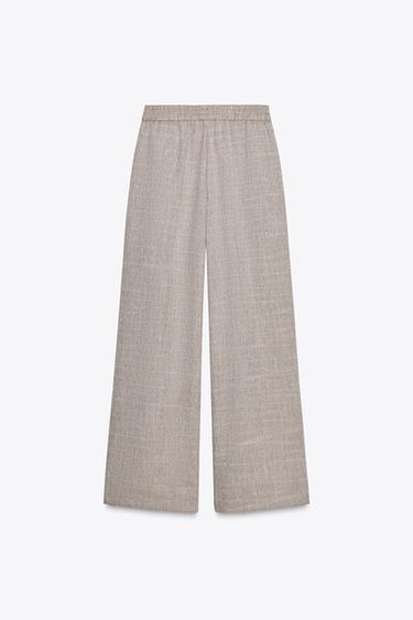 PANTALON LARGE JASPÉ - Sable / Chiné de Zara - Image 6