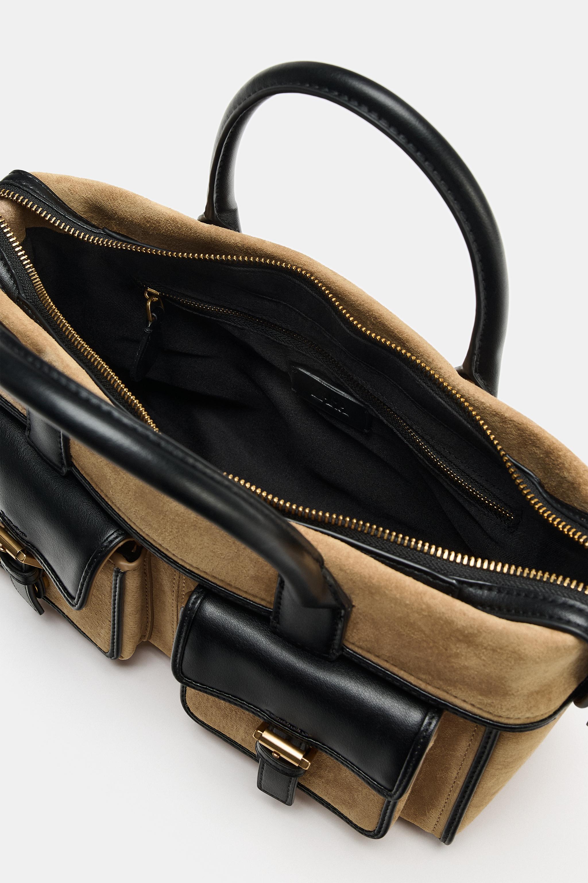 LEATHER CITY HANDBAG - SAND/BROWN | ZARA United States
