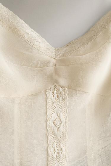 TOP COTON DENTELLE - Écru de Zara - Image 2