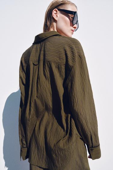 ZW COLLECTION STRIPED FLOWING SHIRT - Brown-Blue by Zara - Image 2