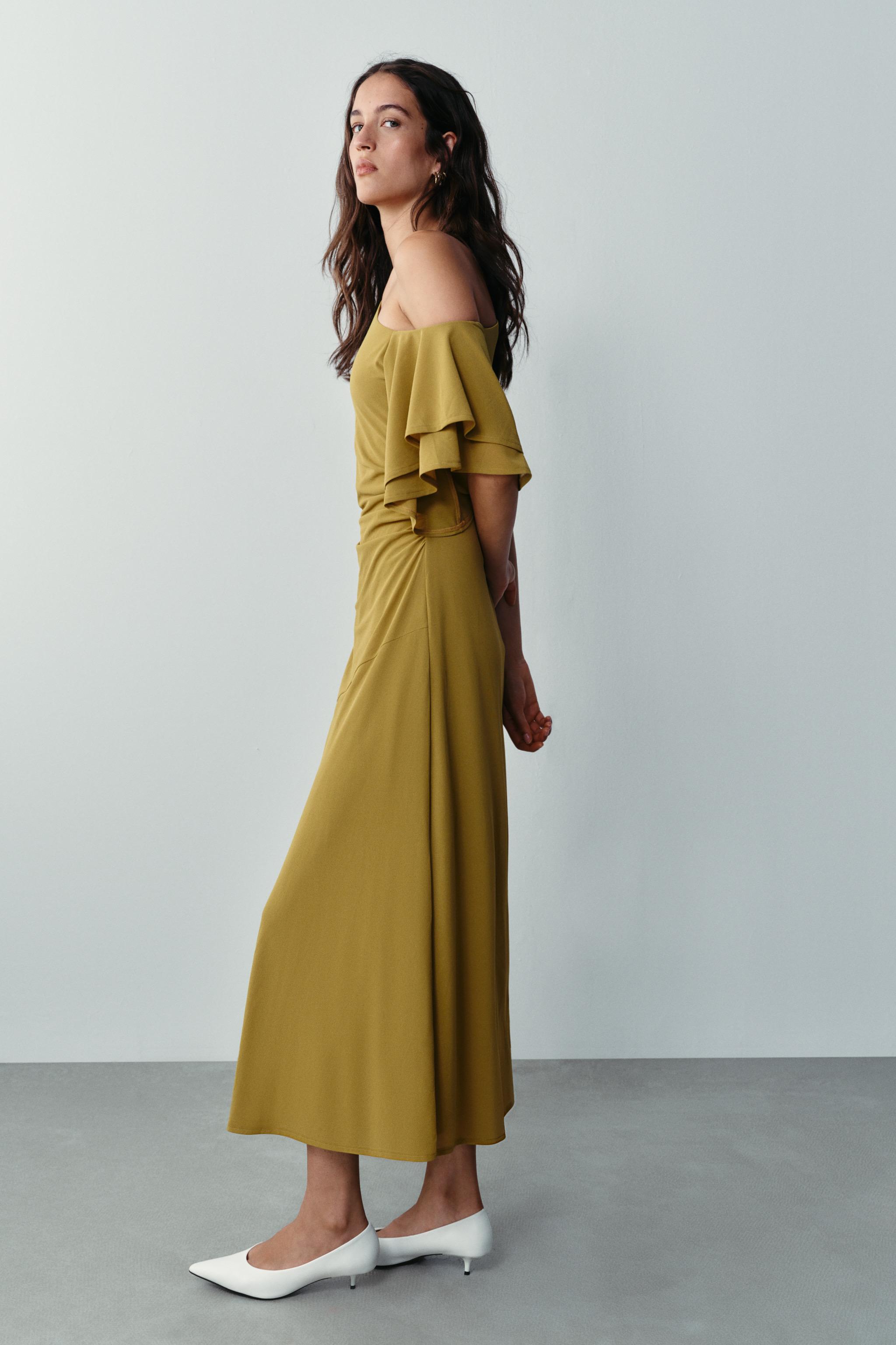 Женские платья Zara RUFFLED SLEEVE DRESS — фото 3