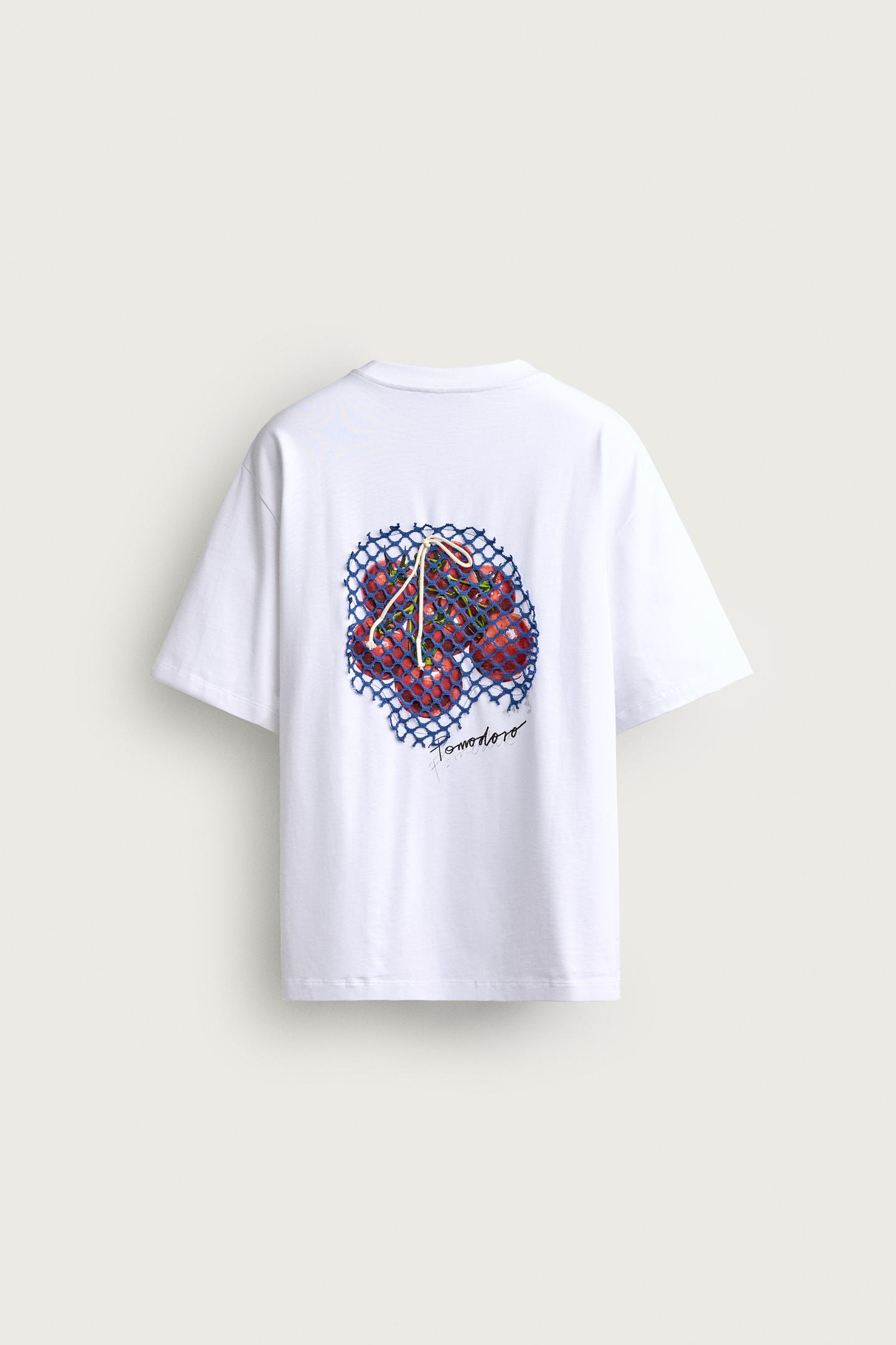 Мужская футболка Zara Relaxed Fit Embroidered, цвет: Белый — фото 7