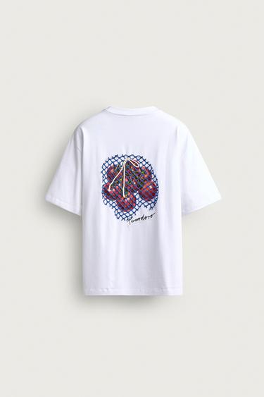 EMBROIDERED RELAXED FIT T-SHIRT - White by Zara