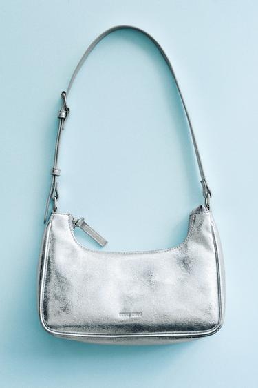 Zara METALLIC SHOULDER BAG - Silver