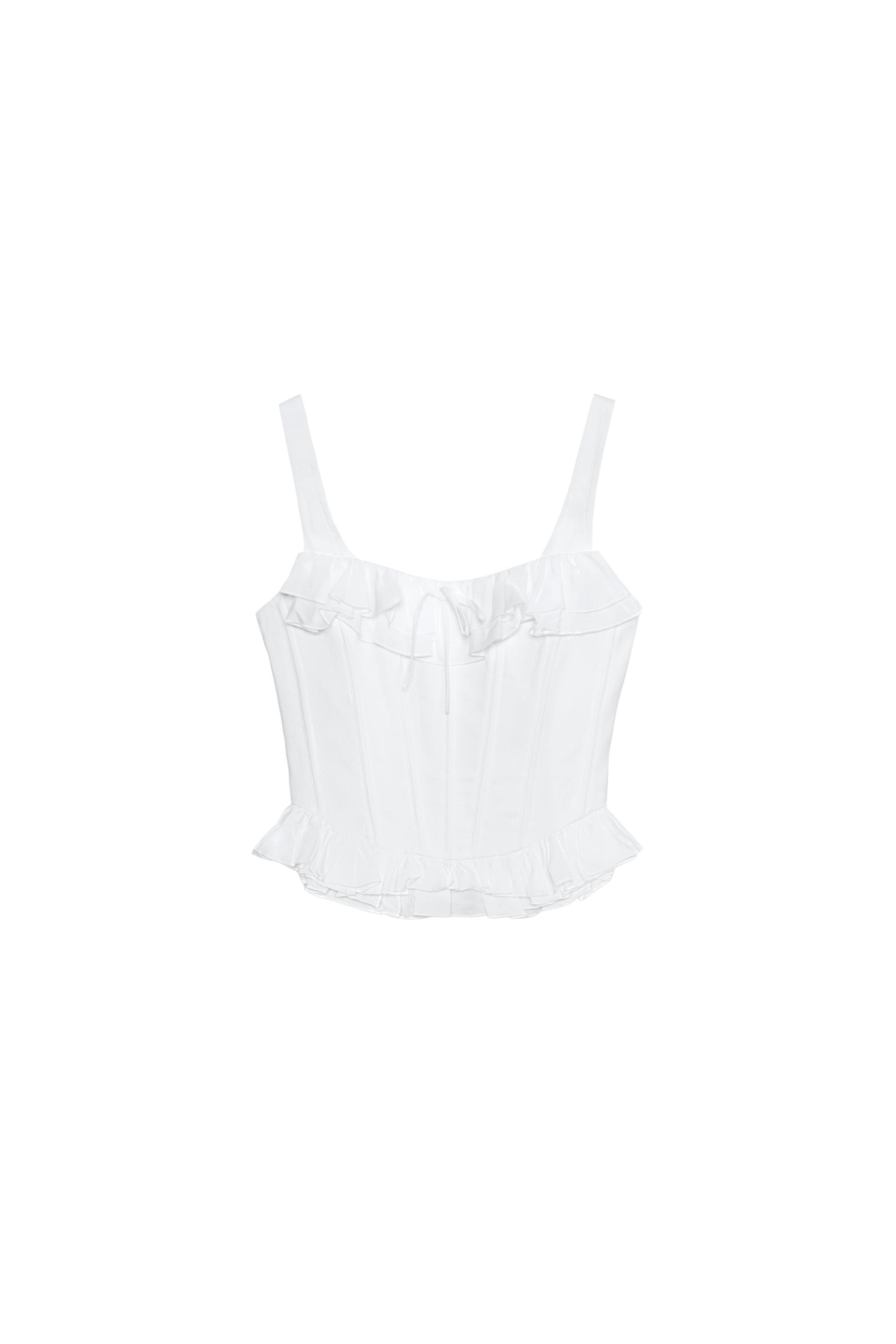 RUFFLED CORSET TOP - White | ZARA Canada