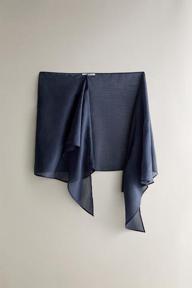 SEMI-SHEER SHORT BEACH SARONG - Mid-blue by Zara - Image 3