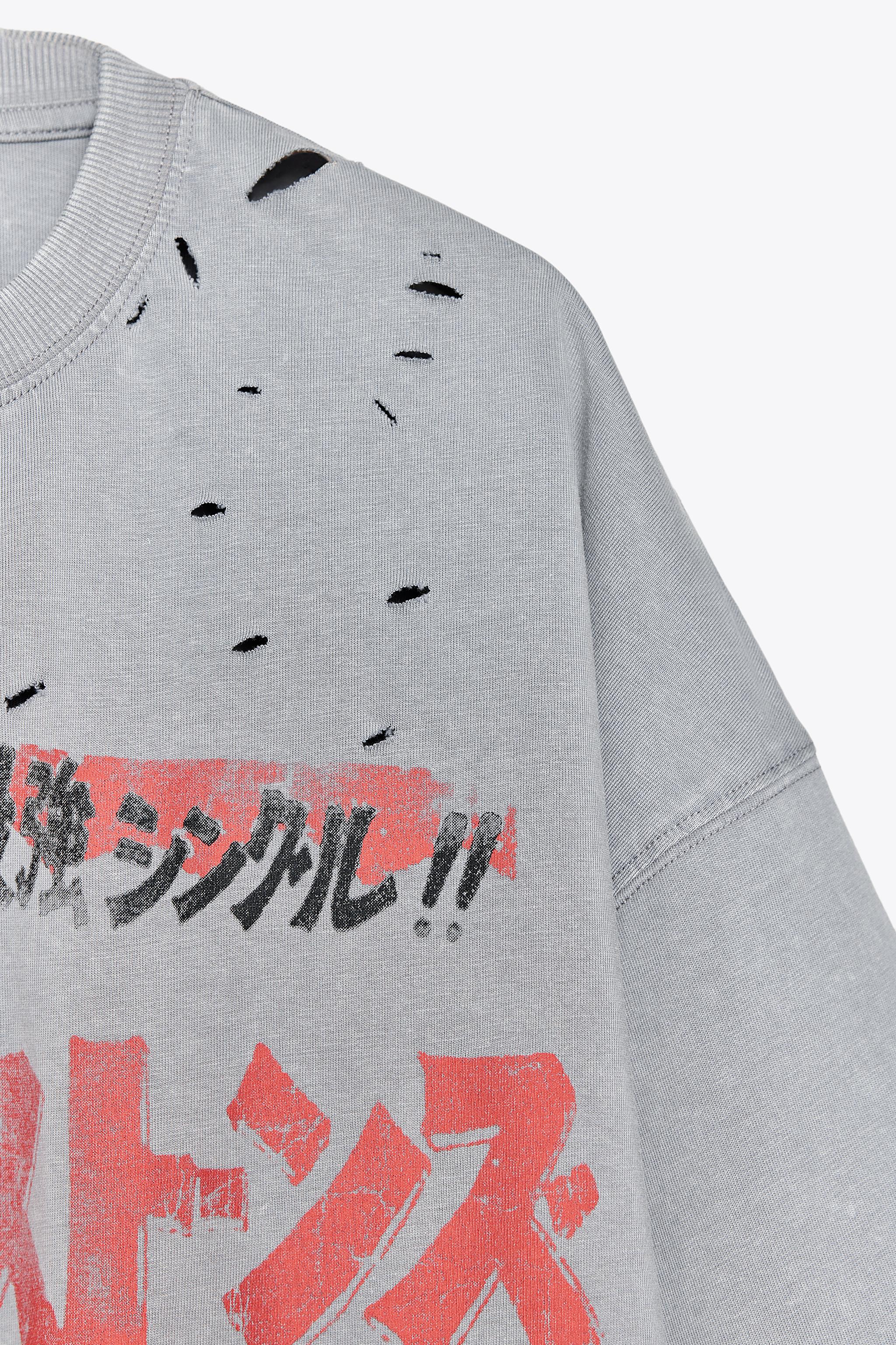 ZARA ザ・ローリング ストーンズ ウォッシュドエフェクトTシャツ ROLLING STONES © ウォッシュドエフェクトTシャツ - カーボン