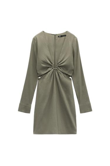 STRETCHY LINEN BLEND SHORT DRESS