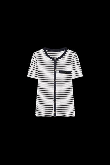 Zara STRIPED BUTTONED TOP - striped - Image 0