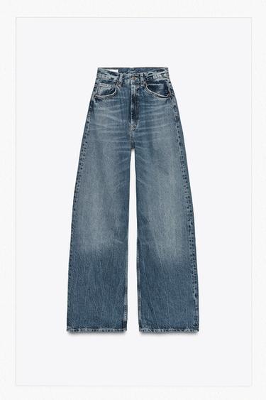 Zara TRF EXTRA WIDE LEG HIGH-WAIST JEANS - Indigo