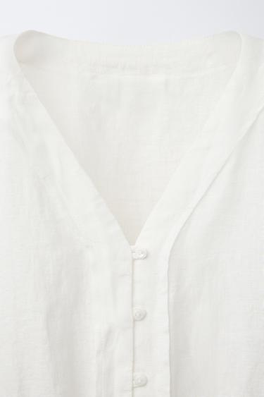 100% LINEN BLOUSE - Light ecru by Zara - Image 2