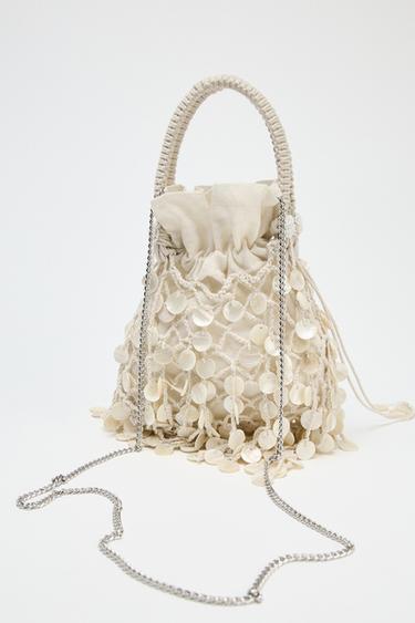 PEARLESCENT APPLIQUÉ HANDBAG - Light beige by Zara - Image 2