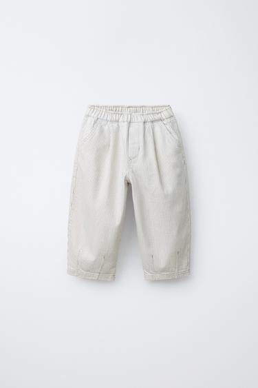 PANTALLONA BAGGY ME VIJA - Ngjyrë natyrale nga Zara