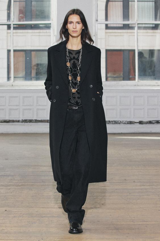 ZW COLLECTION ウール混紡コート - ブラック | ZARA Japan / 日本