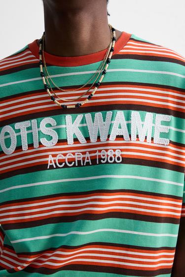 STRIPED EMBROIDERED T-SHIRT © OTIS KWAME KYE QUAICOE - Green by Zara - Image 5