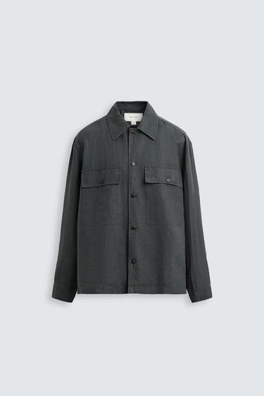 SOBRECAMISA RELAXED FIT 100% CÁÑAMO - Gris antracita de Zara