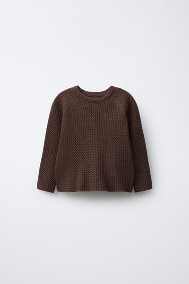 كنزة محاكة بنمط كابل - بني الخاص بـ Zara - صورة 0