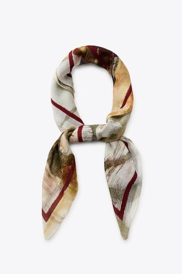 PRINTED VISCOSE SCARF - Ecru by Zara - Image 3