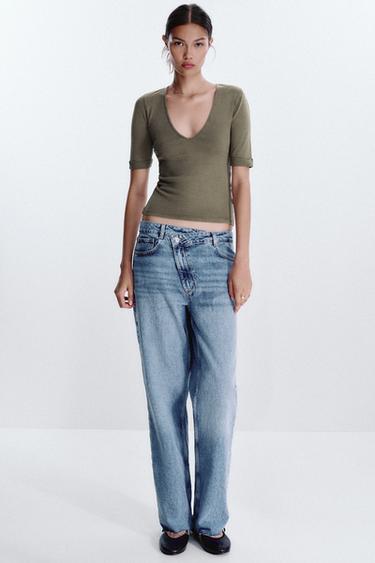 WASHED COTTON T-SHIRT - Dark mink by Zara