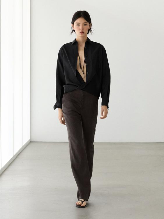 100% linen kick flare trousers from Zara - $90