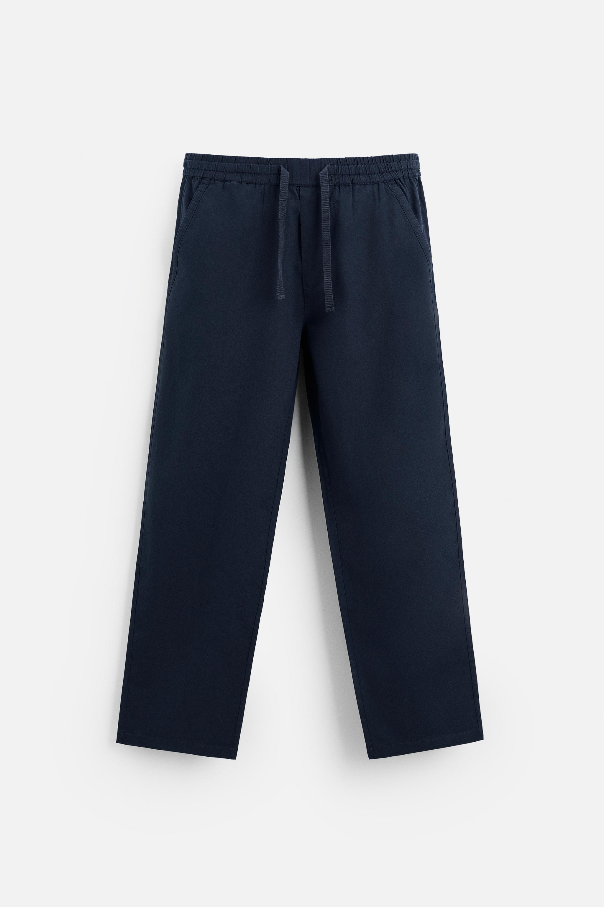 リラックスフィットコットン-リネンパンツ - ブラック | ZARA