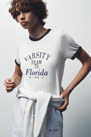SLOGAN SLUB T-SHIRT - Oyster-white by Zara - Image 3