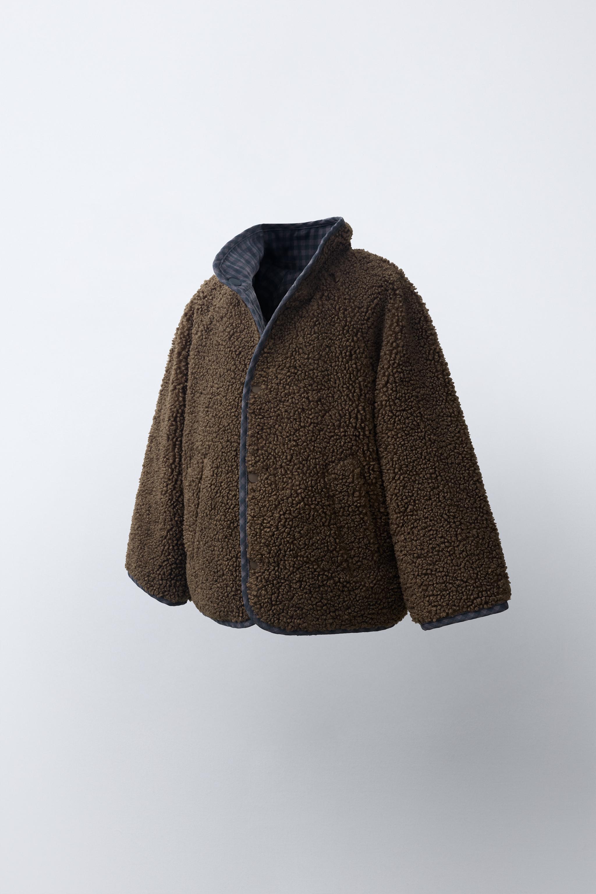 REVERSIBLE FAUX SHEARLING CHECKS JACKET - Brown | ZARA Curaçao
