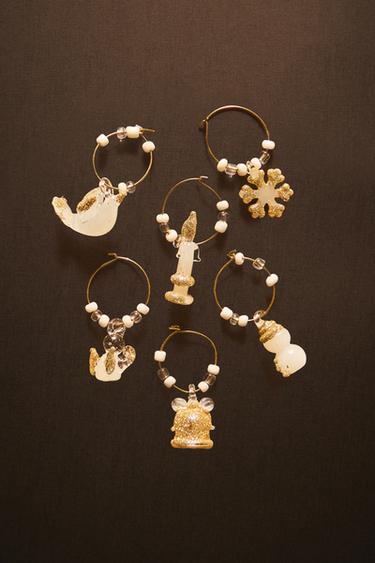 Zara SET OF SHINY CHRISTMAS GLASS RING MARKERS (SET OF 6) - 990