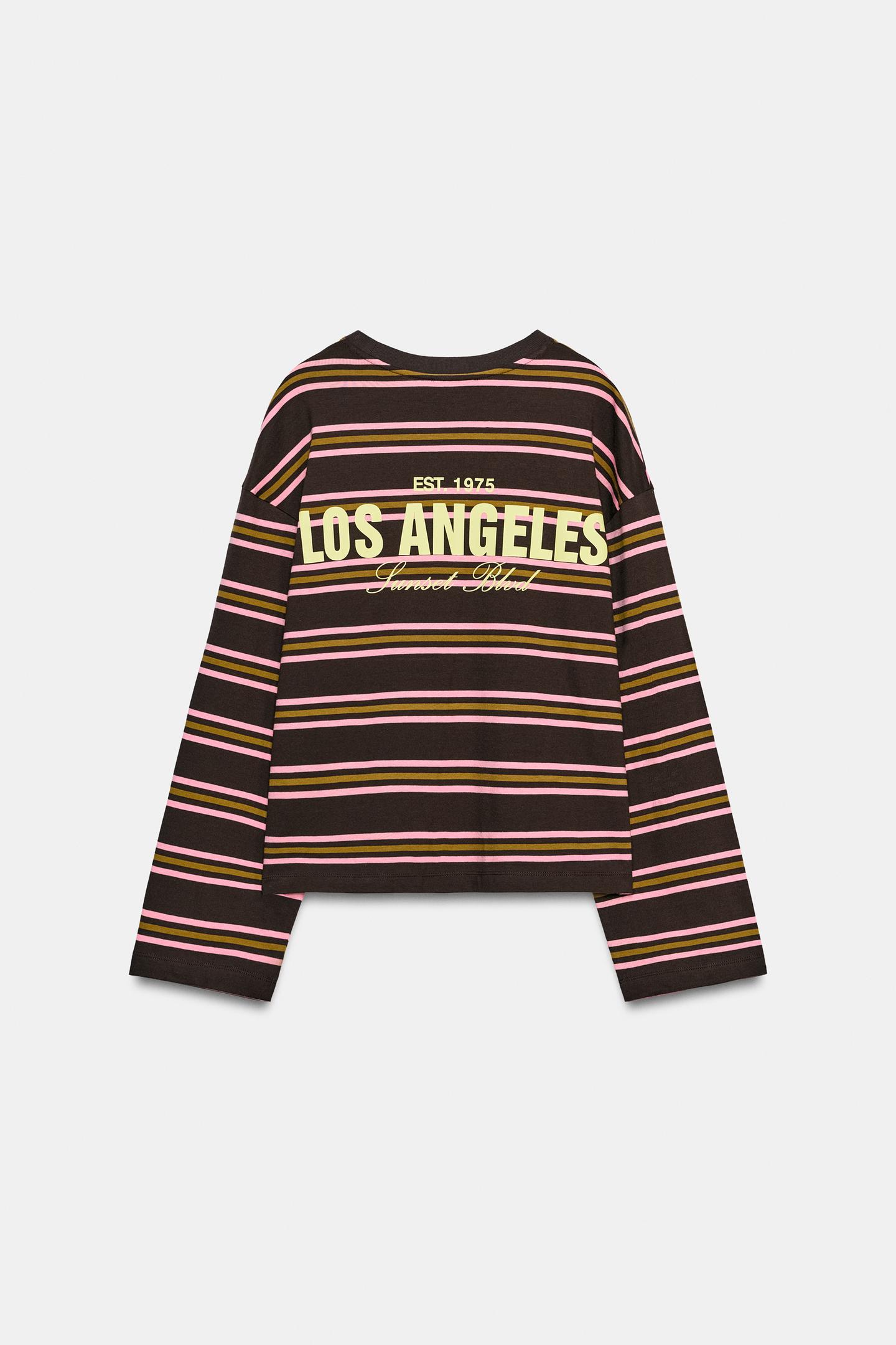 Женская футболка Zara Striped Text, цвет: Разноцветный — фото 2